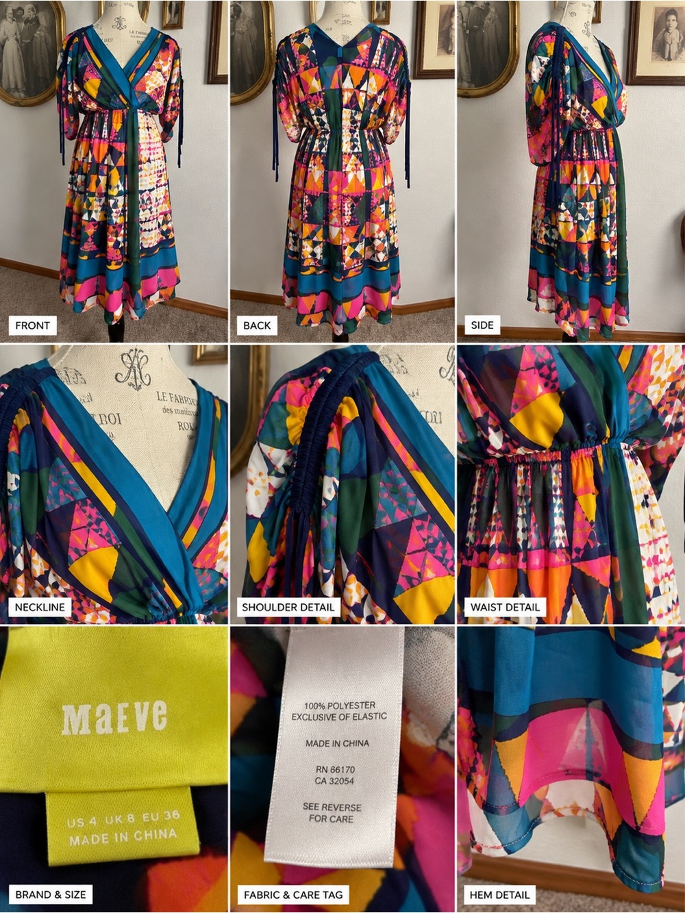 Maeve Anthropologie Multicolor Geo Print Dress